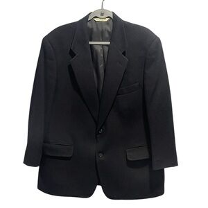 Evan Picone 100% Camel Hair Sports Coat Blazer 42 R Black Evening Jacket Vtg 90s